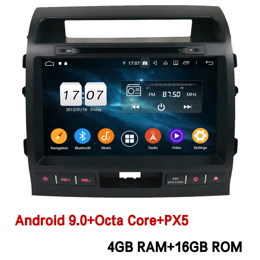 4GB RAM x 16GB ROM Klyde 10," ips 4G Android 9 Восьмиядерный 4 Гб ОЗУ 64 Гб ПЗУ DSP автомобильный DVD мультимедийный плеер для Toyota Land Cruiser 200 LC200 2008-15 - Цвет: 4GB RAM x 16GB ROM