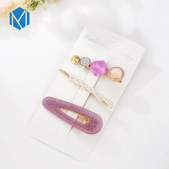 3pcs drop purple M MISM INS Круглый корейский Кристалл Сплав заколки для волос Макарон цвет заколки BB шпильки Заколки для женщин обувь девочек аксессуары для волос - Цвет: 3pcs drop purple