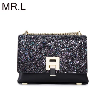 

MR.L Women Sequin Messenger Bags PU Leather Shoulder Bag Ladies Handbags New Purse Satchel Fashion Tote Bags Gift Bolsa Feminina