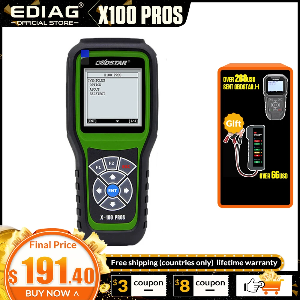 Автомобильный программатор Obdstar X 100 pro с адаптером EEPROM IMMO + одометр OBD x100 Pro лучше