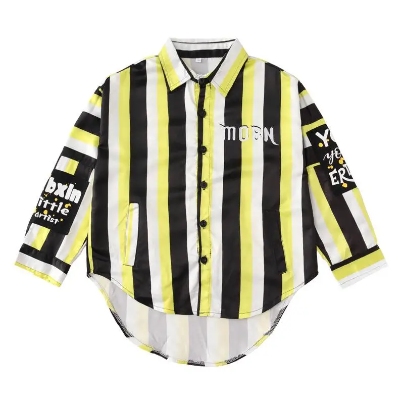 Shirts Детский комплект одежды в стиле хип-хоп, рубашка, полосатые глянцевые рубашки, штаны для девочек и мальчиков, костюмы для джазовых танцев, костюмы для Бальных уличных танцев - Цвет: Shirts