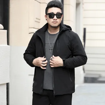 

Plus Fat plus Leisure Sports Coat Male Season Big Size Fat Man Wear A Hat Plus Cotton Jacket Dad Thicken Windbreaker