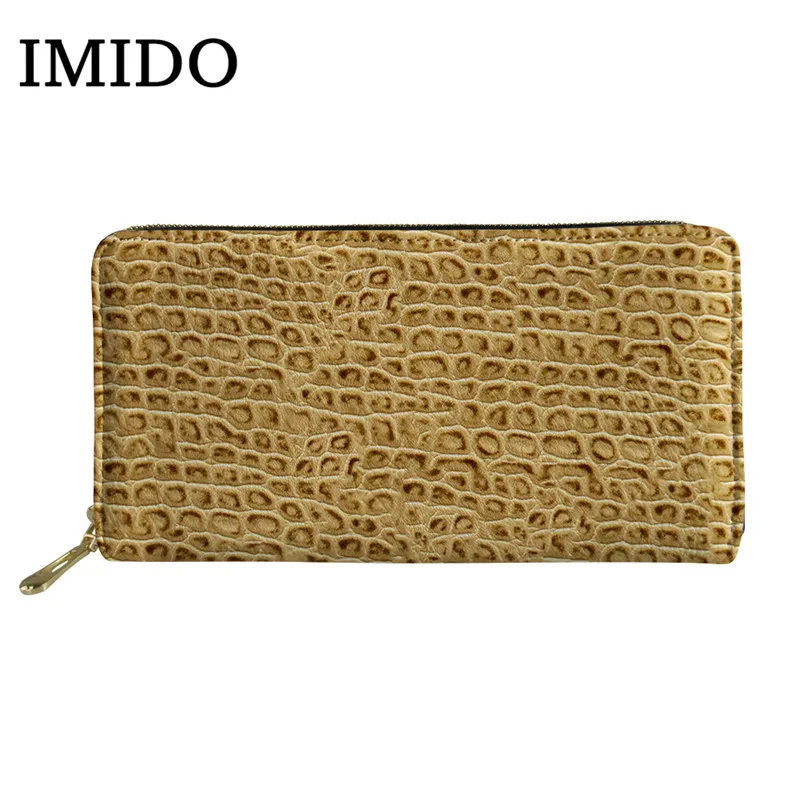IMIDO 3D печать имитация реалистичной змеиной текстуры узор Portefeuille Femme молния Notecase женский длинный кошелек - Цвет: as picture
