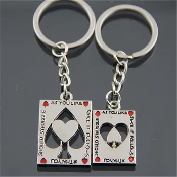 

Couples Keychain Advertisement Gift Red Spades Couples Alloy Key Ring Keychain