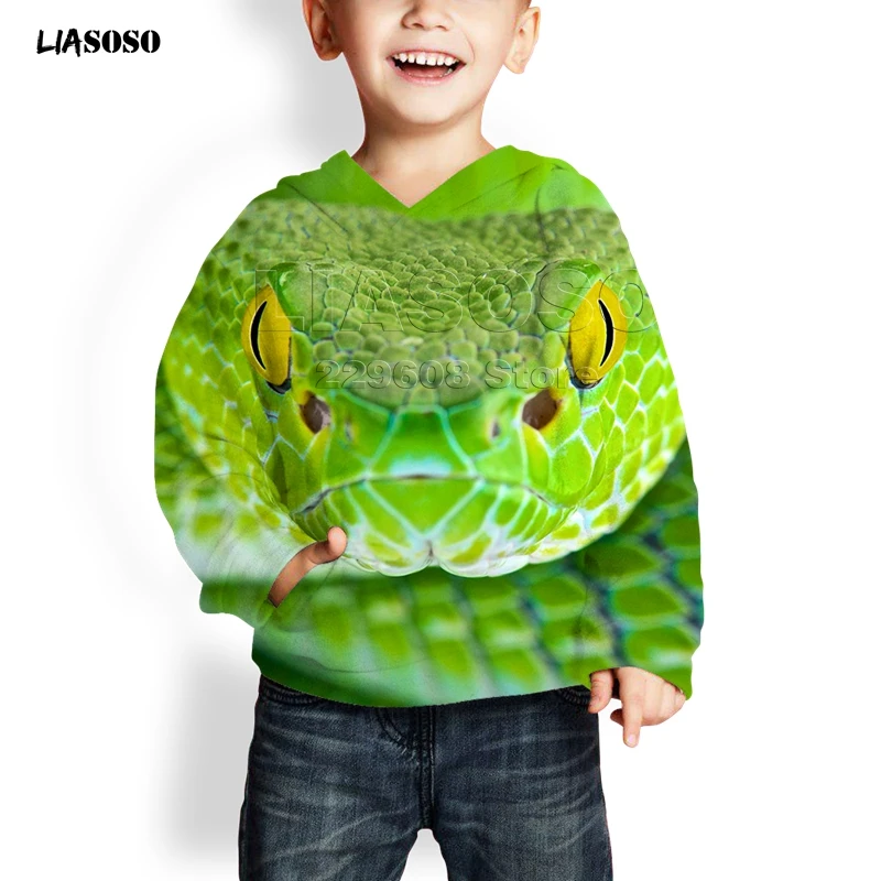 LIASOSO, новинка, 3d принт, животное, змея, унисекс, принт с животными, летняя мода, худи для женщин, мужчин, детей, Забавный пуловер Harajuku, Питон