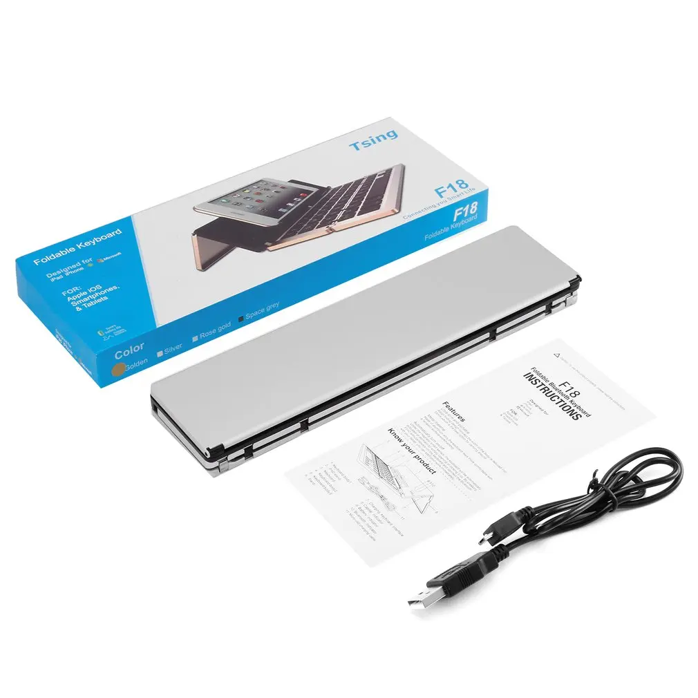 

Compact Portable KeyBoard Tri-Foldable Metal Aluminum Alloy 3.7V 400mAh KeyBoard 10m Operating Fantastic Workmanship