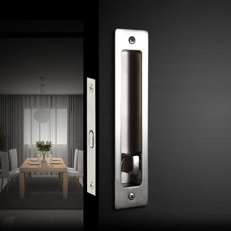 Invisible Sliding Door Latch Locks Handle for Barn Wooden Door Bathroom Kitchen Balcony