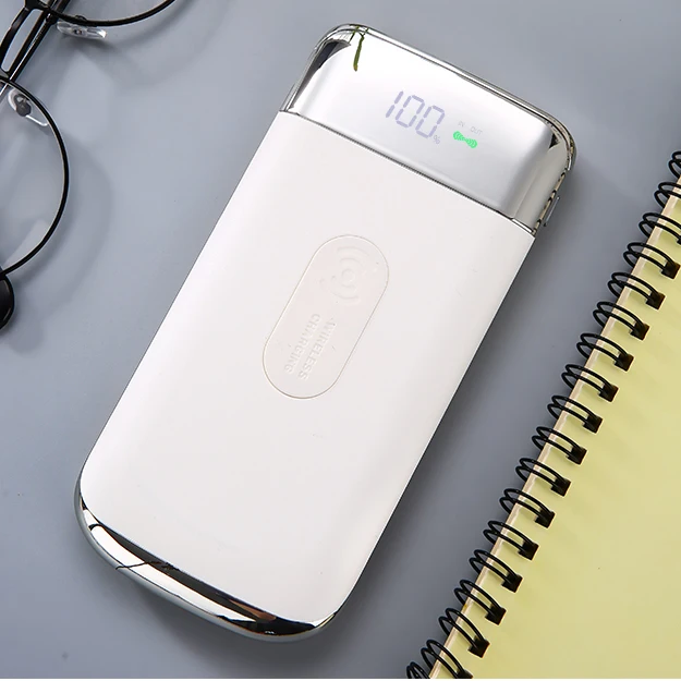 Беспроводной внешний аккумулятор 30000 мАч, водонепроницаемый внешний портативный аккумулятор, внешний аккумулятор, зарядное устройство, портативный светодиодный ЖК-дисплей для Xiaomi Iphone - Цвет: Белый