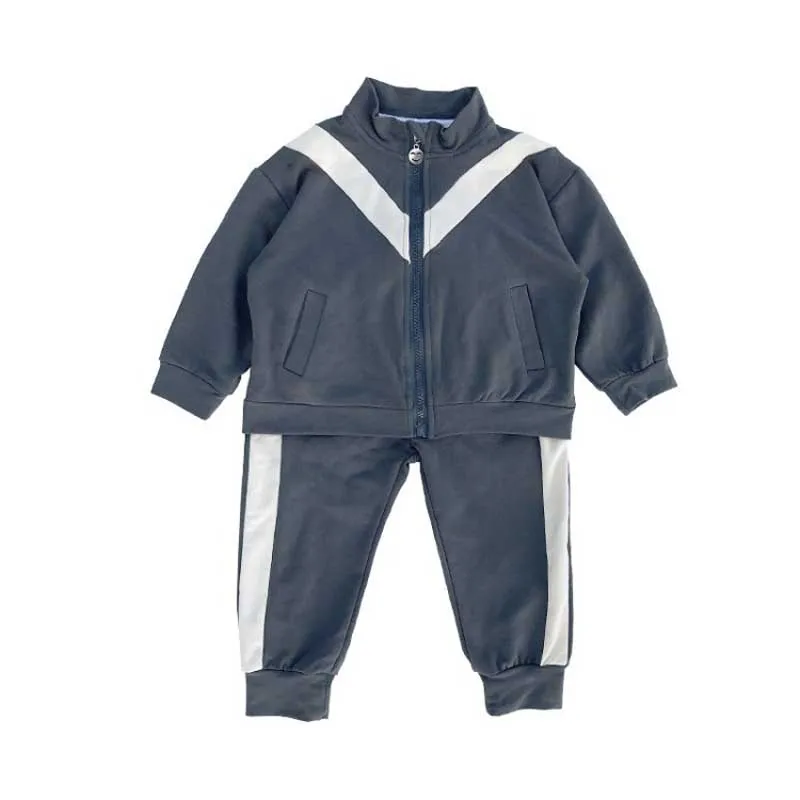 2pcs/Set Autumn Children Sport Kids Wear for Boy Girls Cotton Sweatshirt Fashion Color matching Sports Leisure Two-Piece Set