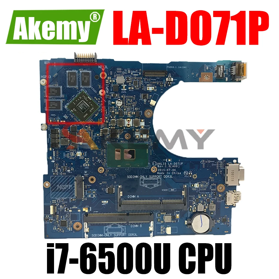 AAL15 LA-D071P MB для DELL 15-5559 17-5759 14-5459 материнская плата портативного компьютера с CN-0YV11C