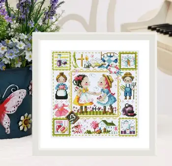 

TOP Cross stitch kits Counted Cross Stitch Kit Anne of Green Gables Little Girl and Boy Beauty SO