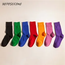 Женские милые короткие носки до щиколотки в Корейском стиле, яркие хлопковые носки ярких цветов, желтый, синий, фиолетовый, зеленый, красный, черный, носки для девушек, подарок