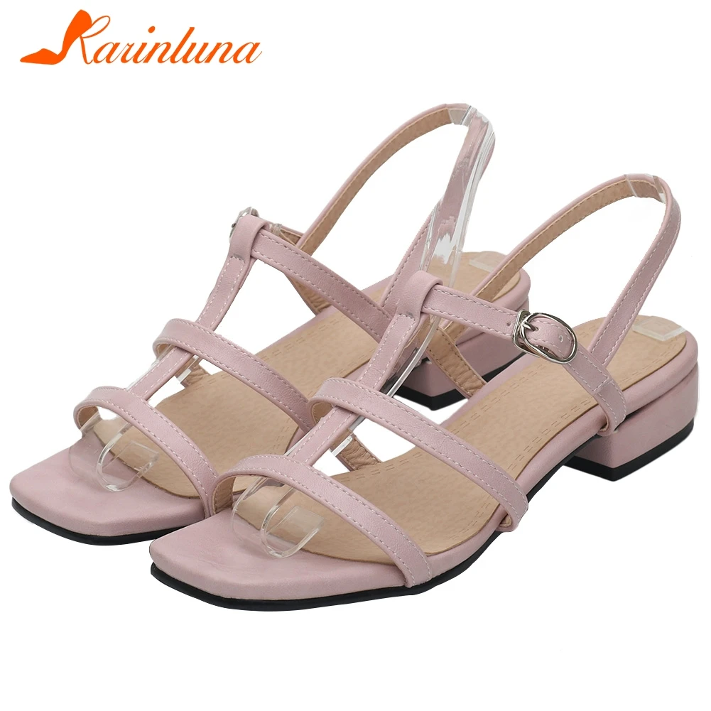 

Karinluna New Design 2020 Back Strap Open Toe Summer Sandals Women Shoes Chunky Heels Concise Casual Shoes Woman Sandals