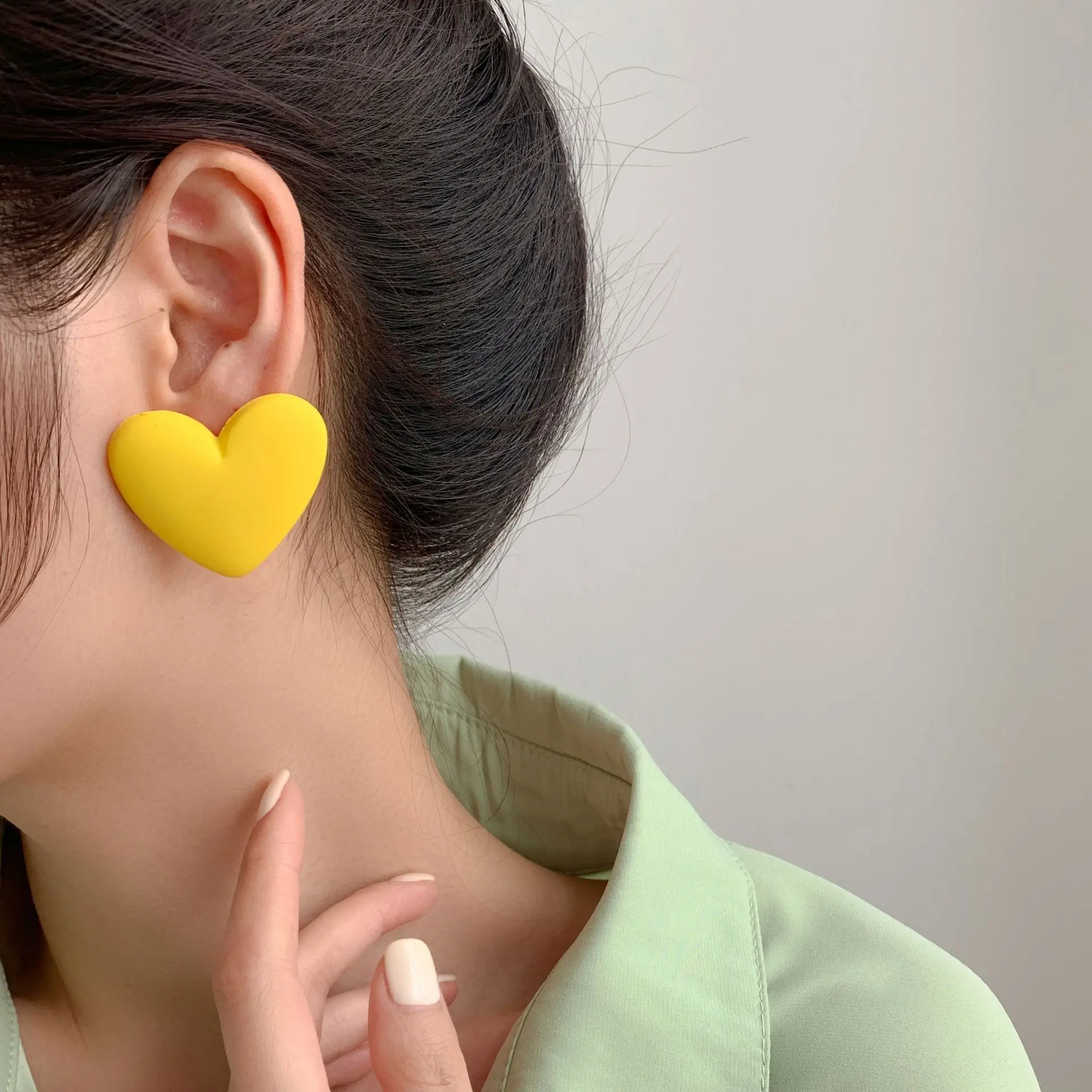 Boucles D'oreilles Goutte En Acrylique Coeur Jaune/orange - Style Vintage Années 90/2000 - Occasion