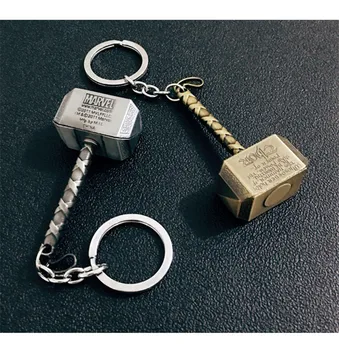 

Fashion Thor Hammer Keychain Circle Buckle for men and women gift Hook Turn Fur Car Key Chain Red Blue Auto Keyholder Trinket