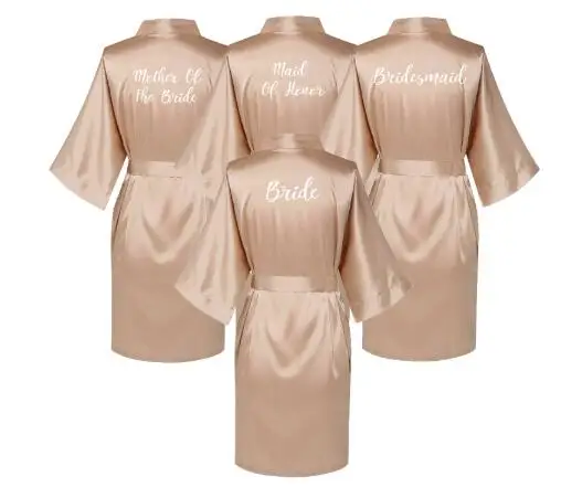Атласные шелковые халаты плюс размер свадебный халат свадебное платье невесты или подружки невесты платье женская одежда прическа почета розовое золото