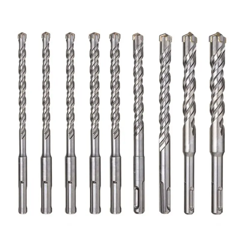 

9 Pcs/Set Round Shank Cross Electric Hammer Drill Bit Set for Wall Concrete Drilling Hole Saw Kit
