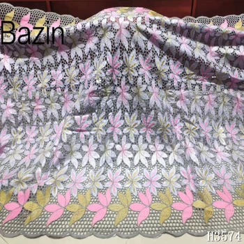 

Grey African Bazin Riche fabric Latest Design 2020 high quality Nigerian Cotton Bazin Brode lace material for Women Dress HJ3574
