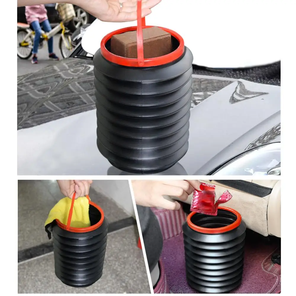 

Mini Car Trash Can Interior With Collapsible Portable Creative Bucket Multi-Function Retractable Umbrella Storage
