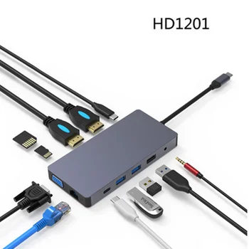 

Type C hub to Multi USB 3.0 HDMI VGA Adapter Dock Accessories USB C Type C 3.1 Splitter for MacBook Pro Laptop docking station