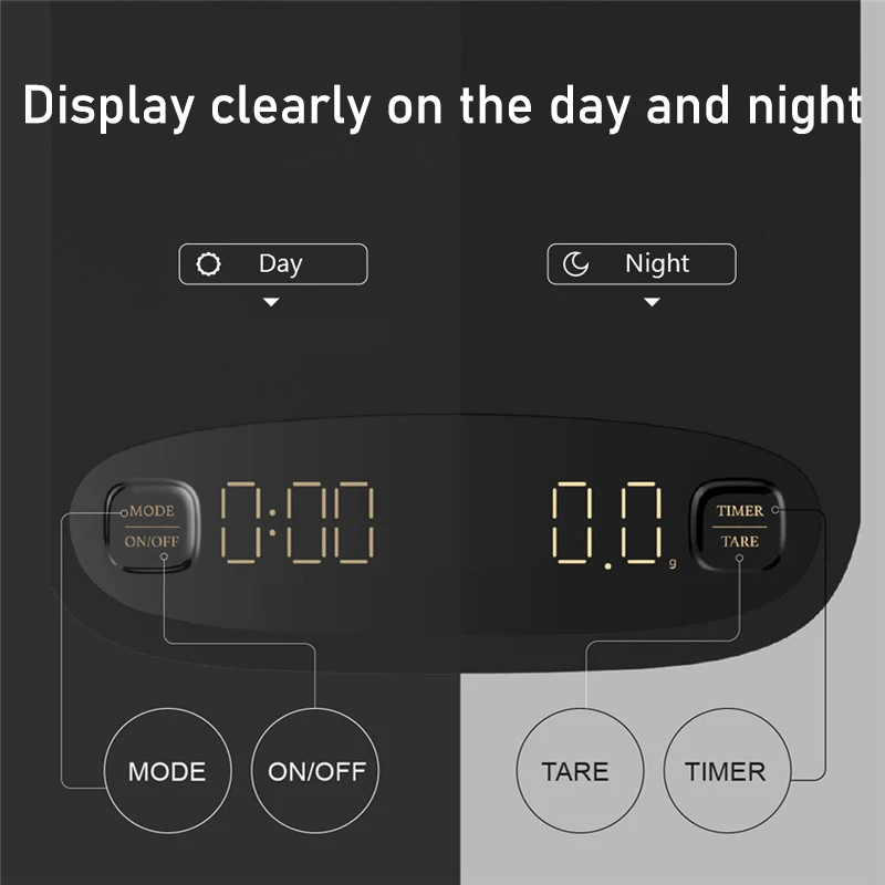 US $21.25 Coffee Scale Smart Digital Scale Pour Coffee Electronic Drip Coffee Scale With Timer 2kg 01g