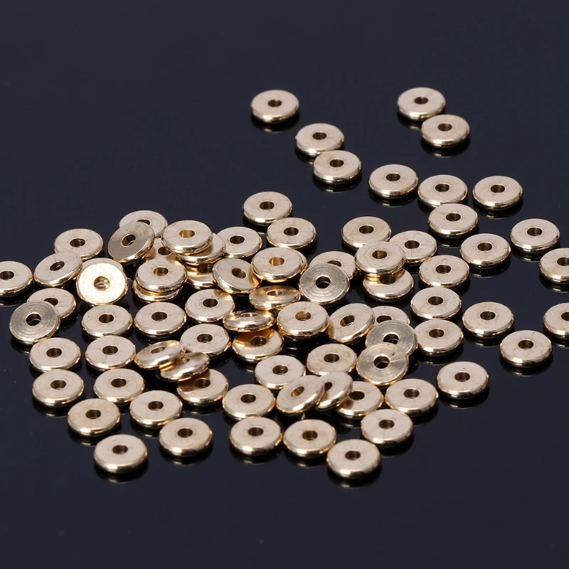 

100 шт. металлические гладкие плоские разделительные диски Heishi Rondelle Beads Diy Ювелирные изделия N58F