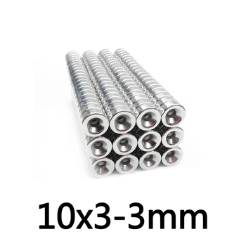 

20/30/50PCS 10x3-3 Neodymium Magnet 10x3 mm Hole 3mm N35 Round Super Strong Countersunk Permanent Magnetic Magnets 10*3-3 mm