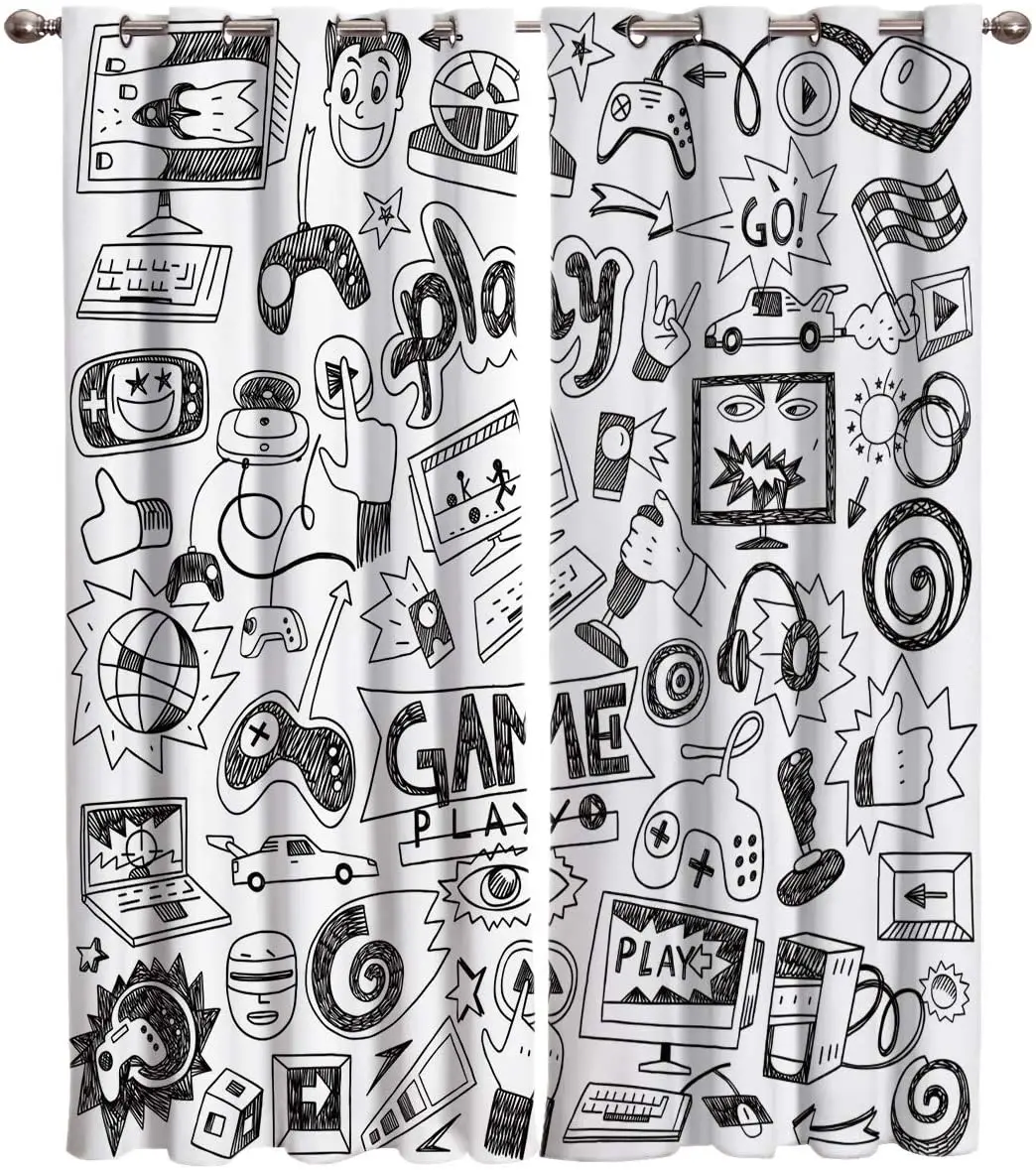 Черно белая оконная занавеска в стиле эскизов s для спальни кухни Рождественская домашняя декоративная