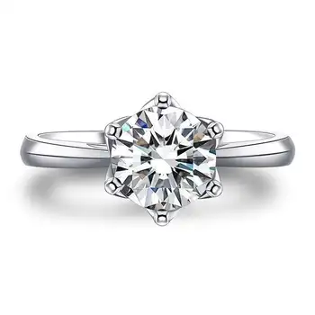 Descuento anillo de diamante pequeño laboratorio femenino de lujo de Plata de Ley auténtica anillo de compromiso anillos de cuerpo