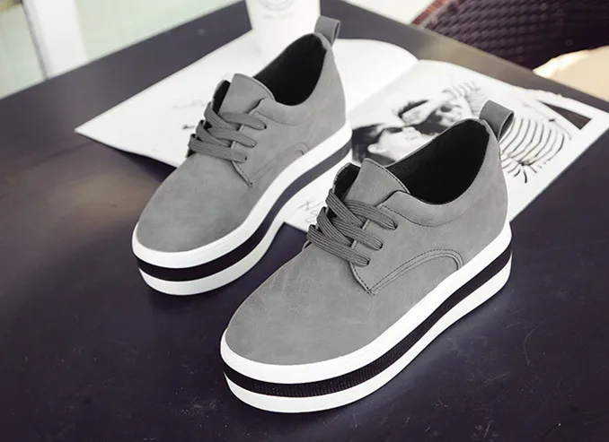 British wind thick bottom platform shoes female spring new wild Korean version of the increase sports student single shoes