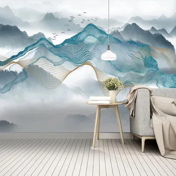 

Custom Photo Wallpaper Modern Abstract Lines Ink Landscape Murals Living Room TV Sofa Bedroom Study Home Decor Papel De Parede