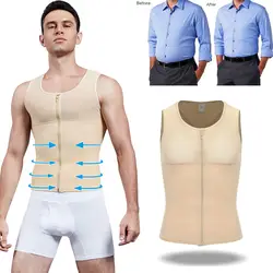 Мужская рубашка жилет для похудения формирователь тела на молнии плотный топ на бретелях Талия корректирующий корсет контроль пояс-корсет