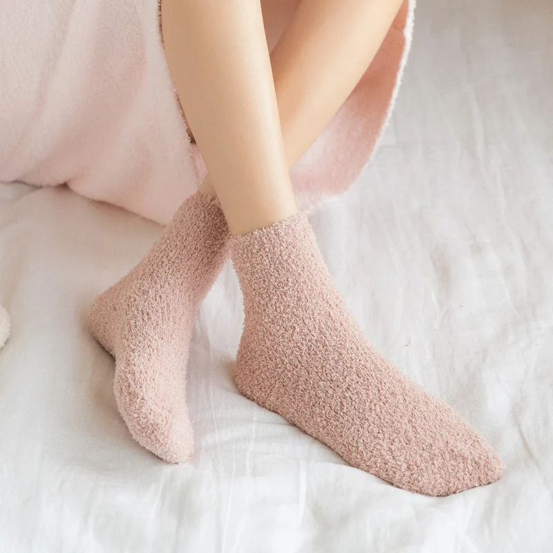 plus size knee high socks Candy Color Women's Colorful Winter Socks Warm Woman's Floor Kawaii Solid Socks Girl's Student's Socks for Female EU 35-43 Size gucci socks women