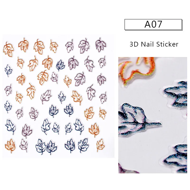1 Sheet 3D Embossed Nail Sticker Flower Leaf Pattern Emboss Stickers Decals DIY Manicure Slider Nail Art Tips Decorations Decals - Цвет: EES06514