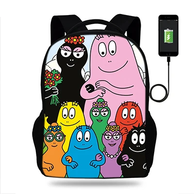 Мультфильм Barbapapa школьный рюкзак для девочек рюкзаки школьные рюкзаки для мальчиков ранец для детей ортопедический mochila escolar Usb зарядка Книга сумка