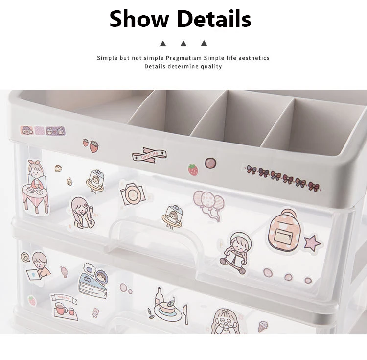 1/2/3 Layer Organizer For Cosmetics Jewelry Organizer Box Plastic Storage Container With Stickers Organizador Maquillaje