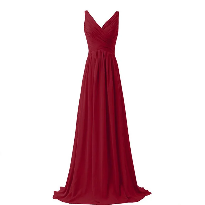 Bridesmaid Dresses A Line Chiffon V Neck Pleat Elegant Off Shoulder Bridesmaid Dresses Wedding Party Formal Prom Evening Lace Up Back