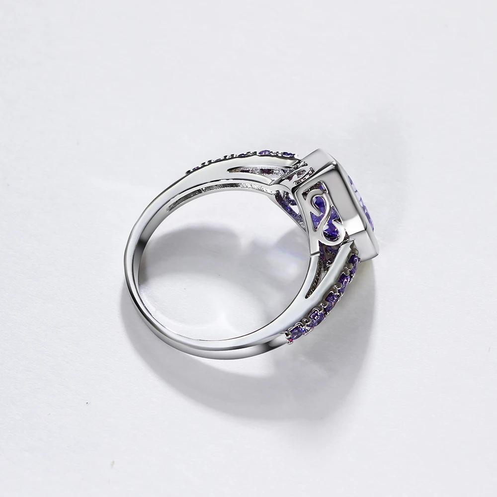 purple stone heart ring