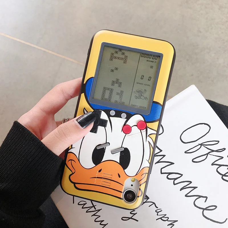 Donald Duck Tetris игровой чехол для iPhone X XS Max XR Fundas Микки Минни чехол с Дональдом и Дейзи утка телефон Coque для iPhone 7 8 6 6s Plus чехол - Цвет: Donald Duck