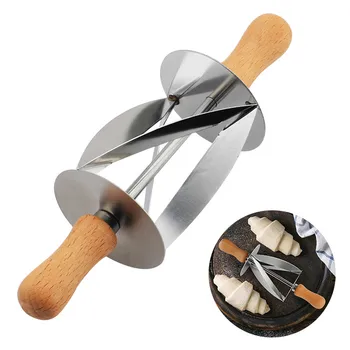 

Stainless Steel Rolling Cutter for Making Croissant Bread Wheel Dough Pastry Knife Wooden Handle baking Kitchen Knife