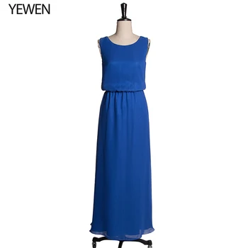 

Bridesmaid Dresses Double O Neck Royal Blue Elegant Long Formal Wedding Bridesmaid Dress for Woman 2020 Vestido Dresses