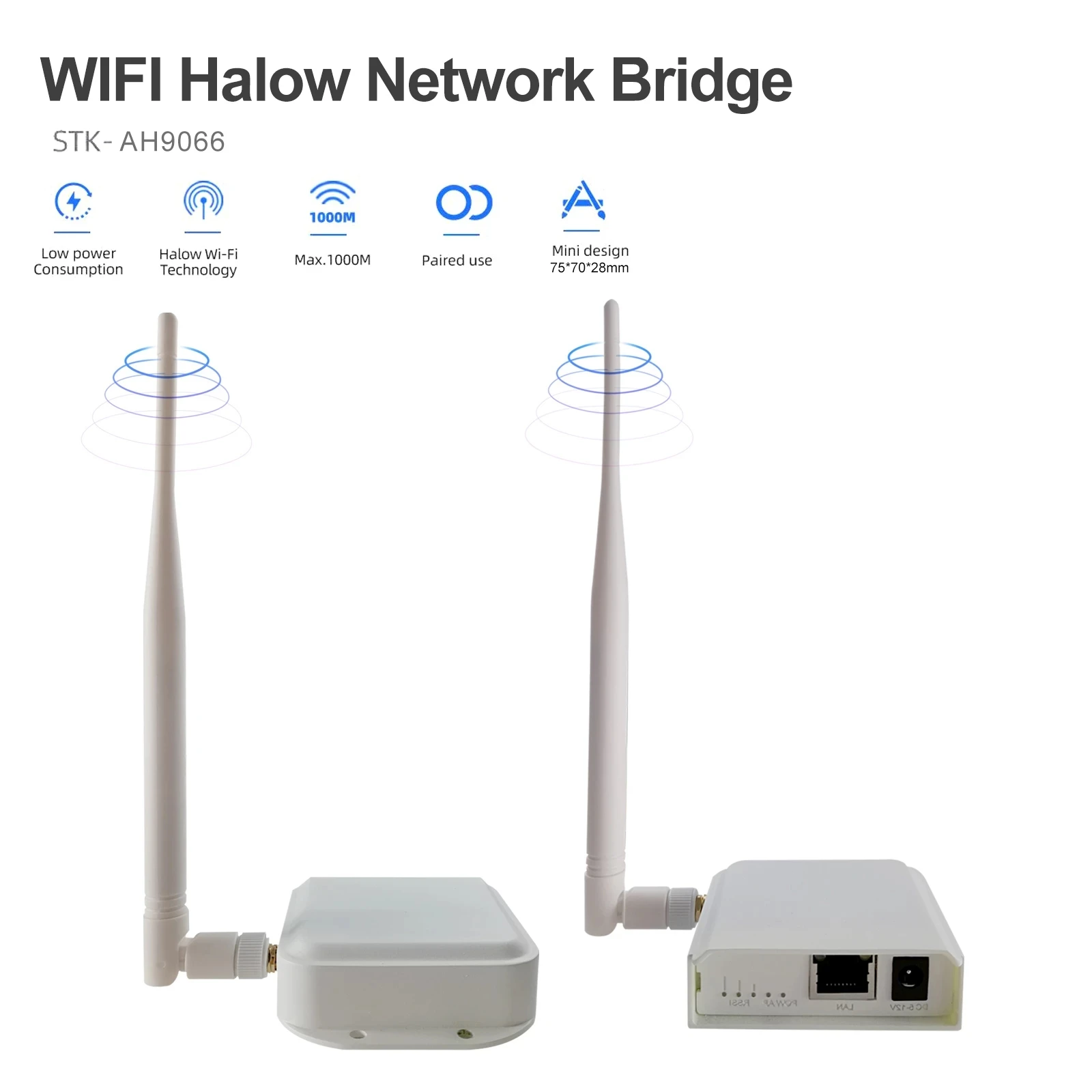 2 Pack Wireless Wifi Halow Network Bridge Kit Outdoor Point to Point