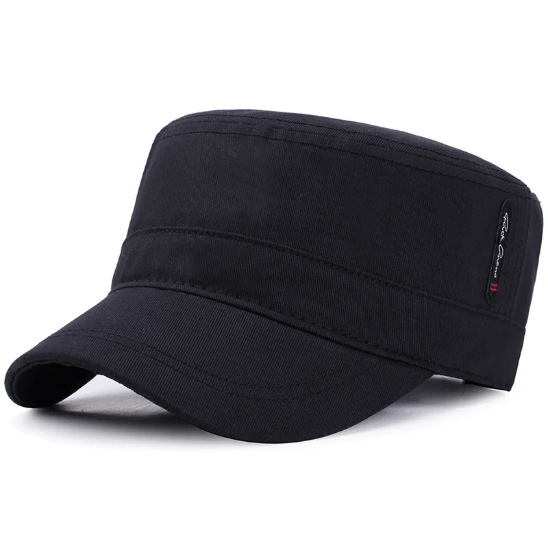 

Simple Military Hats Men Women Cotton Autumn Winter Flat Top Baseball Hats High Quality Army Cap Solid Sunproof Visor