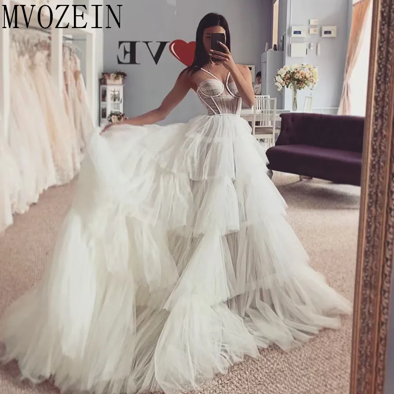 Очаровательные свадебные платья robe de mariage Тюлевое бальное платье Милое Свадебное платье с лямкой через шею и шлейфом vestido de noiva