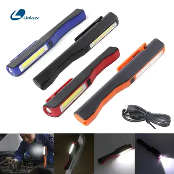 

3W COB light + 1W top of the lights Magnetic 180 degrees Flashlight Li-ion Battery Torch USB Cable For Outdoor Camping Light