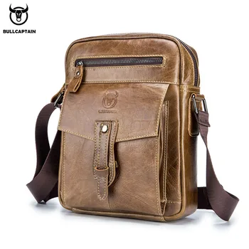 

BULLCAPTAIN retro leather Messenger bag men's casual shoulder bags men's flip bag's luxury brand fashion business bags'