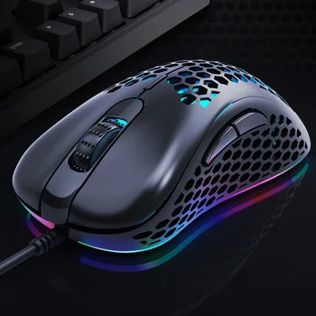 

Gaming Mouse USB Wired Honeycomb Hole 4-Color Backlight Optical Mice for T-WOLF G540 Office Caring Computer Supplies