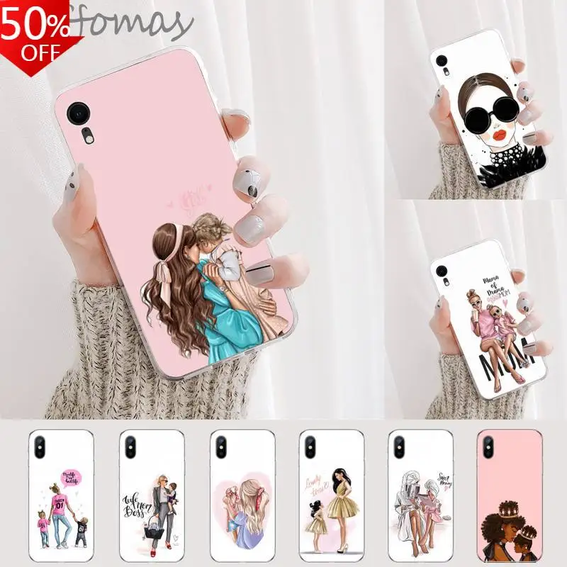 Fashion Family Woman Girl Super Mom Baby Phone Case Per Iphone 12 5 5S 5C Se 6 6S 7 8 Plus X Xs Xr 11 Pro Max