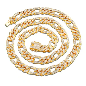 13 мм, круглая кубинская цепь, покрытый стразами, CZ Rapper для мужчин, ожерелье в стиле хип-хоп с подарочной коробкой, Прямая - Окраска металла: Gold