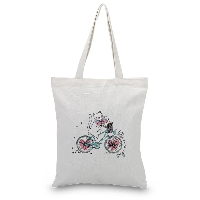 

Cartoon ANIMAL Handbags Canvas Tote Shoulder Bags Custom Print LogoShopping Bag Eco Reusable Recycle Daily Use DIY